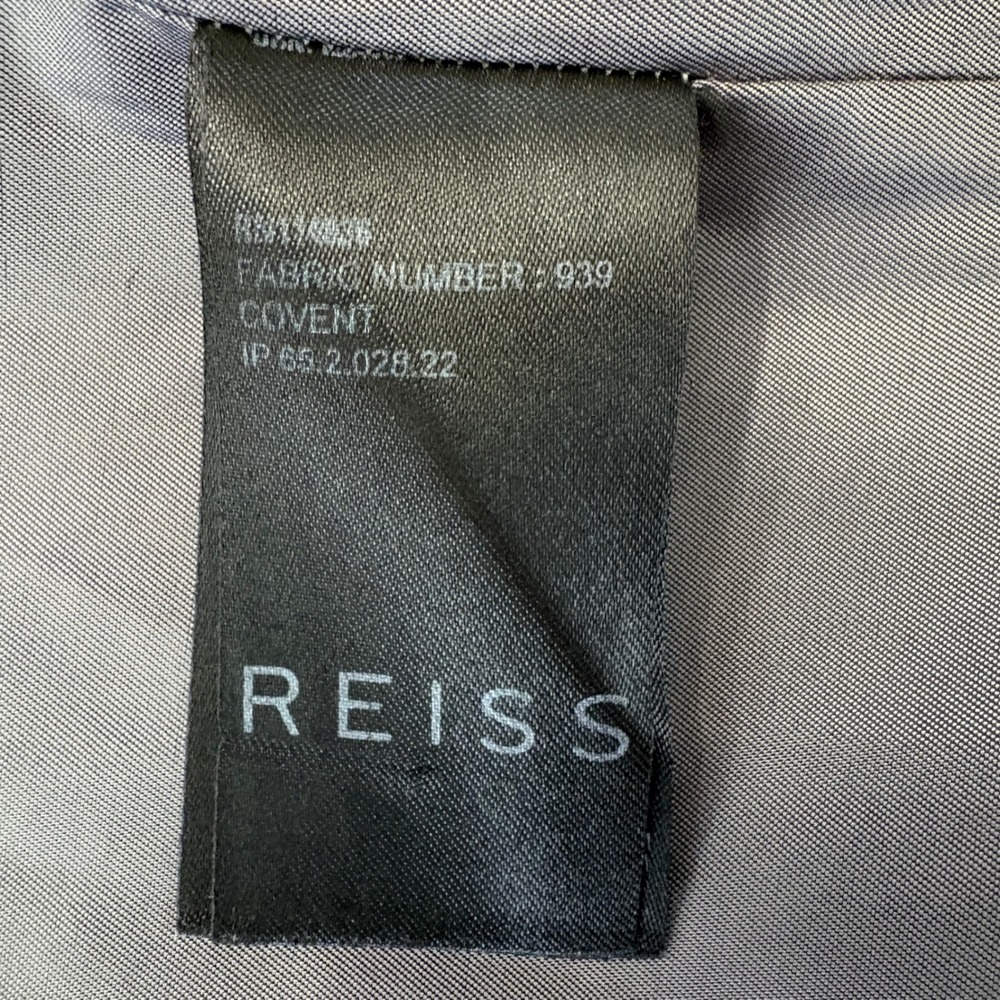 REISS Grey Wool Blend Coat with‎ Leather Trim Medium Gray Old Money M - Picture 13 of 16